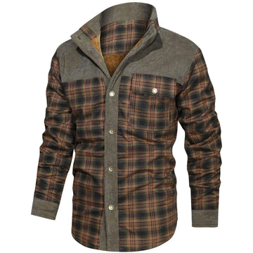 Men's Retro Check Pattern Stitching Warm Wanderer Jacket